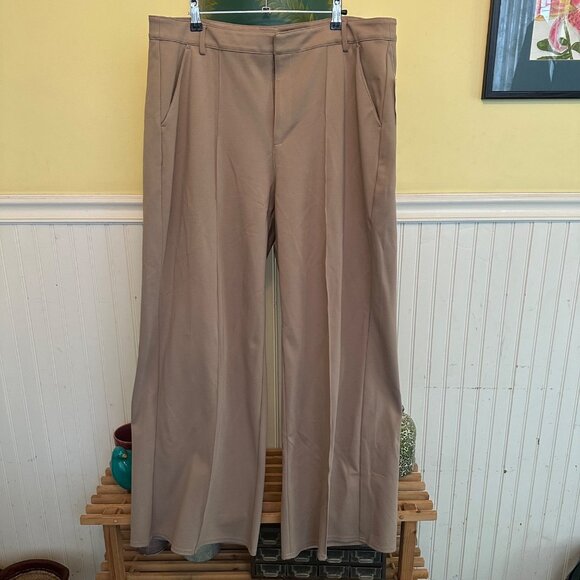 Bar III Womens Beige Wide-Leg Pants 2X Stretch Polyester Blend - Picture 1 of 10